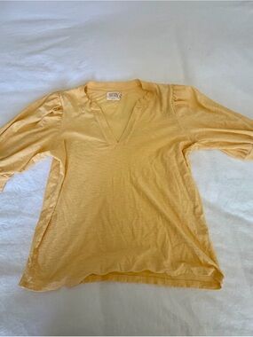 Nation LTD Soft Yellow V Neck  Tee
